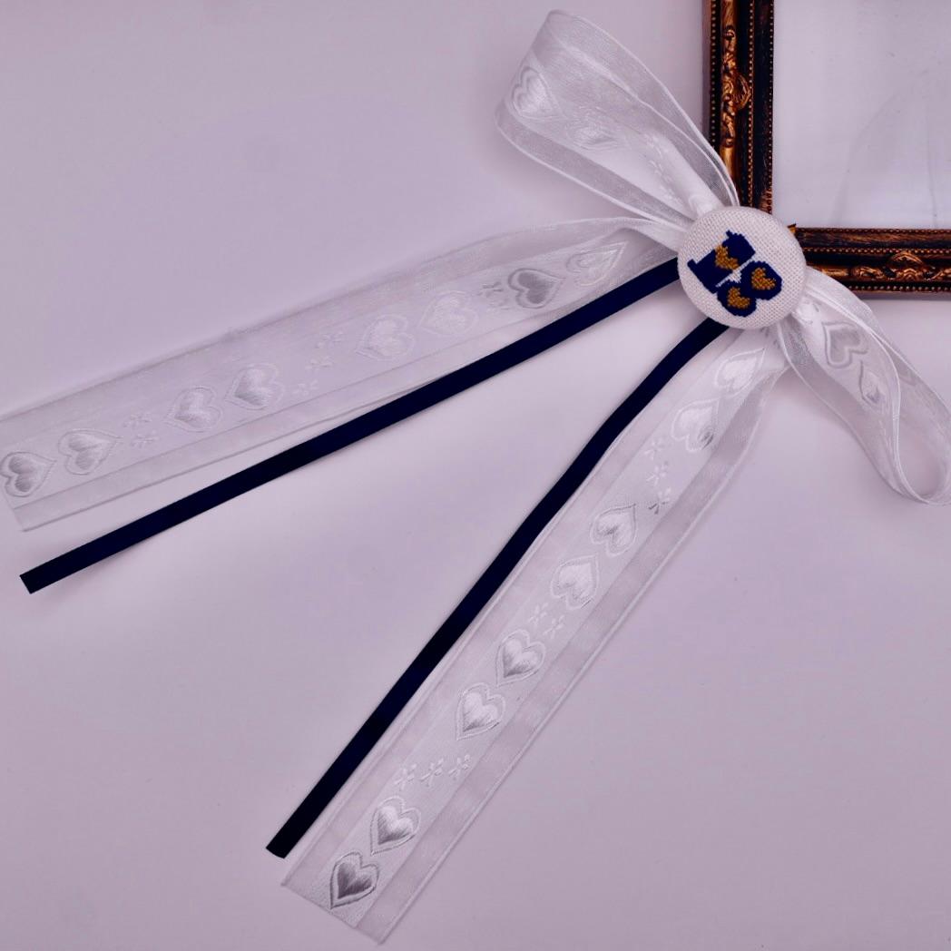 【番号オーダー可能】オリックス・バファローズ風カラー　くるみボタンのヘアリボン　クロスステッチ刺繍 | 3枚目